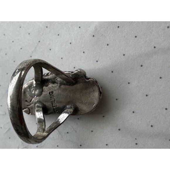 Vintage Sterling Silver Ring Lot — Turquoise, Onyx, Jasper, Modernist 4pc Bundle - Picture 12 of 15